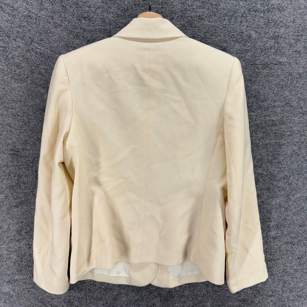 Petite Sophisticate Blazer Women 10 Beige Button Up Collared Long Sleeve Wool - Picture 2 of 7